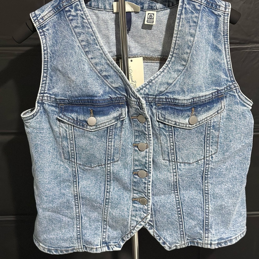 Denim Vest with Button Closure